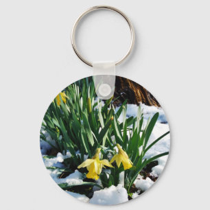 Chaveiro Flores amarelas dos Daffodils na neve