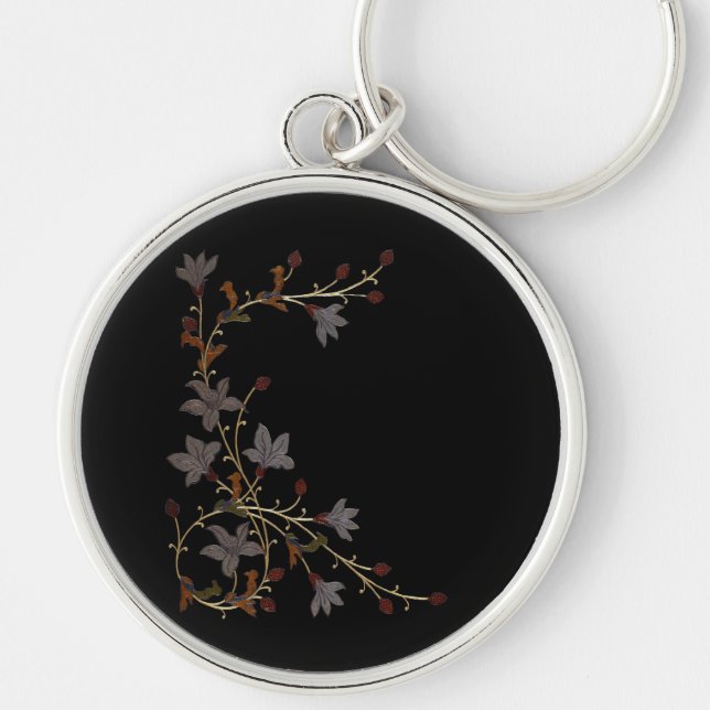 Chaveiro Flores Art Déco em Preto (Frente)
