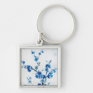 Chaveiro Flores Azuis De Aquarela Delicam Bela