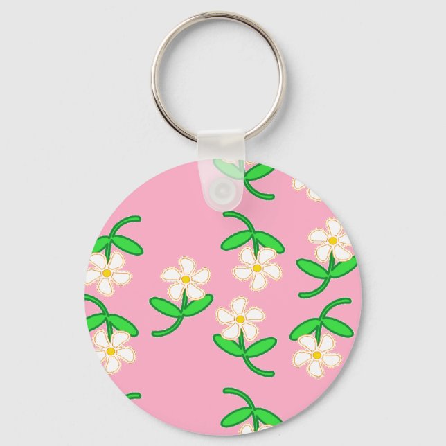 Chaveiro Flores brancas a rosa (Frente)