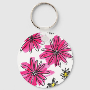 Chaveiro Flores Brancas e Rosa Quiméricas