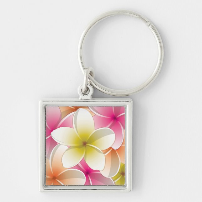 Chaveiro Flores Brilhantes Frangipani/ Plumeria (Frente)