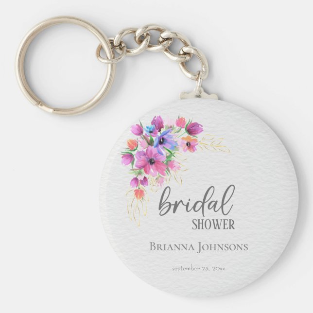 Chaveiro Flores Brilhantes Ouro Chá de panela Verde (Frente)