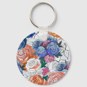 Chaveiro Flores Coloridas: Padrão Vibrante Sem Costura