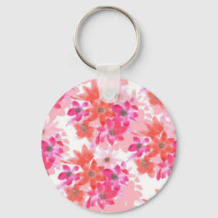 Chaveiro Flores Cor de Água Moderna Rosa