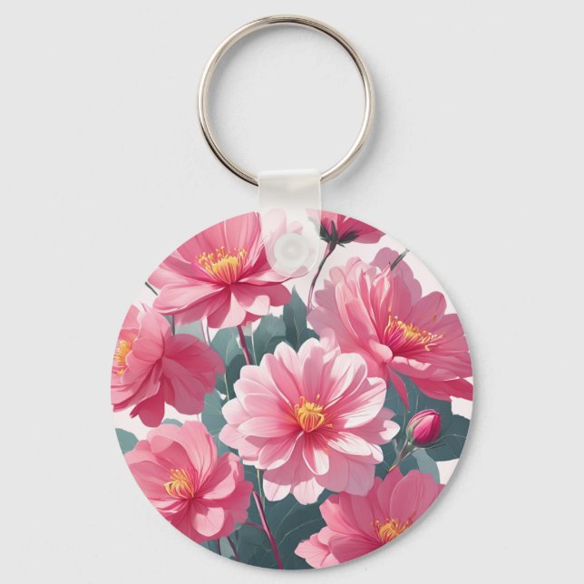 Chaveiro Flores Cor-de-Rosa (Frente)
