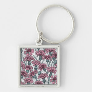 Chaveiro Flores cor-de-rosa, flores silvestres, brancas