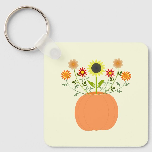 Chaveiro Flores de Ação de Graças em Pumpkin Personalizado (Frente)