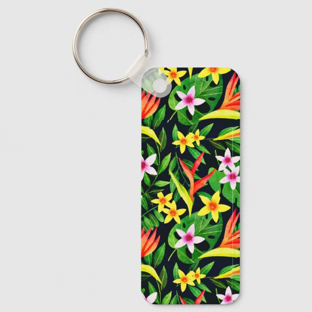 Chaveiro Flores De Aquarela E Padrão Floral De Fruta- 23768 (Frente)