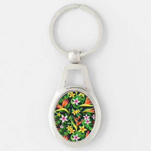 Chaveiro Flores De Aquarela E Padrão Floral De Fruta- 23768