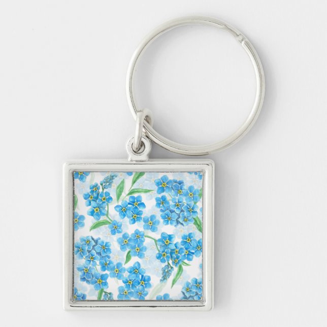 Chaveiro Flores de aquarela não me esqueças (Frente)