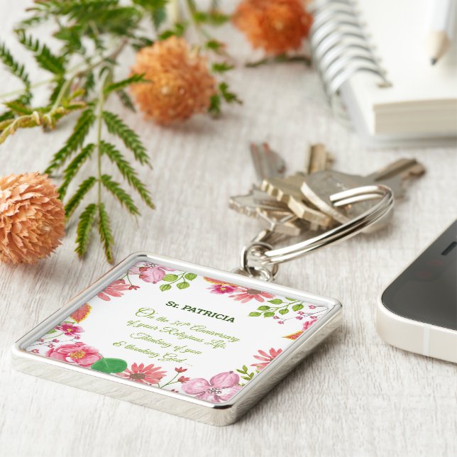 Chaveiro Flores de Aquarelas Religiosas do 30 Religioso da  (Lateral)