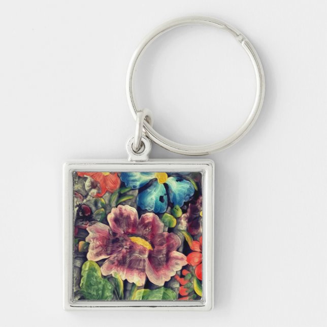 Chaveiro Flores de Arte Popular em Flor (Frente)