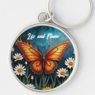 Chaveiro Flores de camomila de insetos laranja vívidos