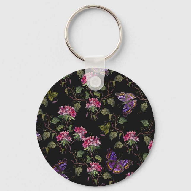 Chaveiro Flores de Datura Bordados: Arte Botânica (Frente)