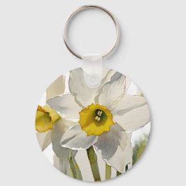 Chaveiro Flores de Íris em Aquarela Moderna