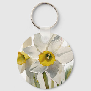 Chaveiro Flores de Íris em Aquarela Moderna