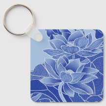 Flores de Lotus Azul Elegantes Mandala Chinoiserie