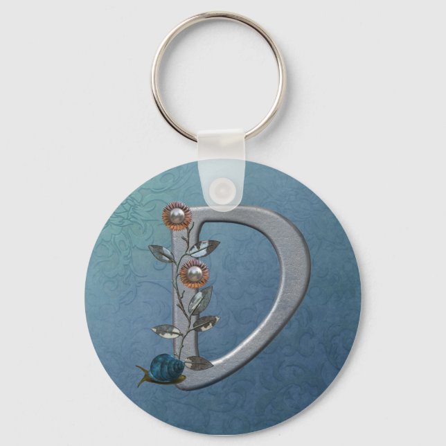 Chaveiro Flores de metal monograma D (Frente)