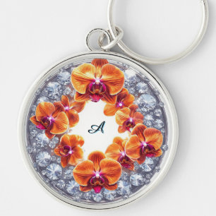 Chaveiro Flores de Orquídea Incorporadas em Cristais