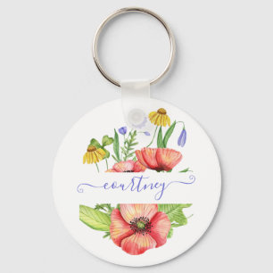 Chaveiro Flores de primavera aquarela personalizadas