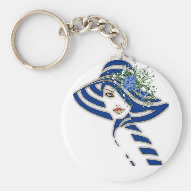 Chaveiro Flores de primavera Azuis presentes de casamento (Frente)