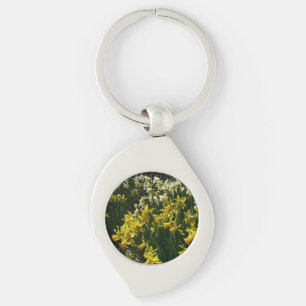 Chaveiro Flores de primavera de Daffodils Amarelos e Branco