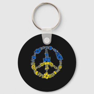 Chaveiro Flores De Sinal De Paz Da Ucrânia Em Azul E Amarel