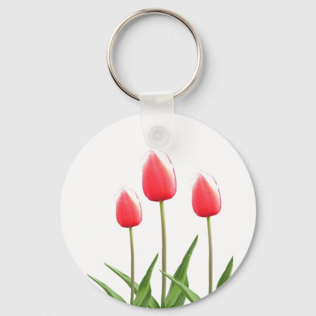 Chaveiro Flores de tulipa vermelhas da primavera (Frente)