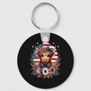 Chaveiro Flores de Vaca Fofas 4 de Julho Bandeira EUA Patri