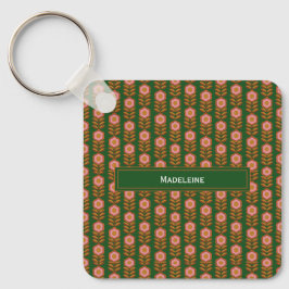 Chaveiro Flores de vindima, cor-de-rosa sobre o orçamento d