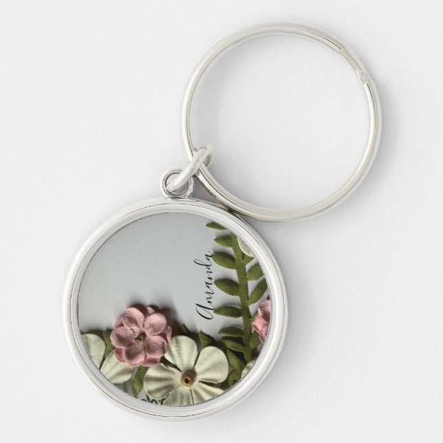 Chaveiro Flores delicadas bonito e nome (Frente)
