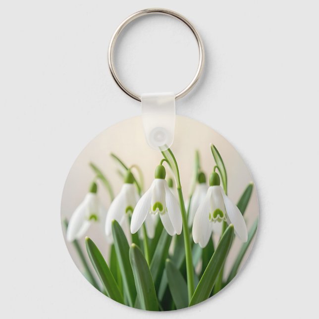 Chaveiro Flores Delicadas de Neve Branca Florem na Primaver (Frente)