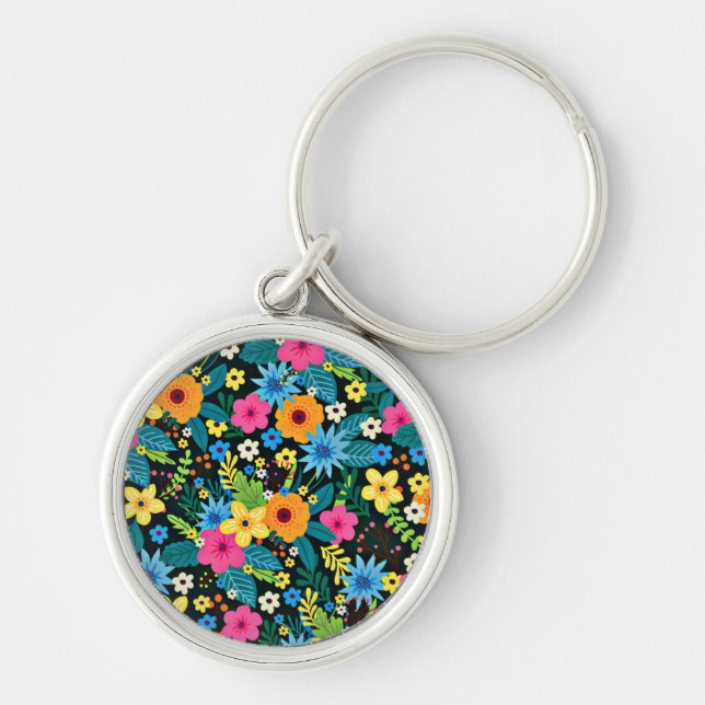 Chaveiro Flores Ditsy Vibrantes Padrão Floral-43785 (Frente)