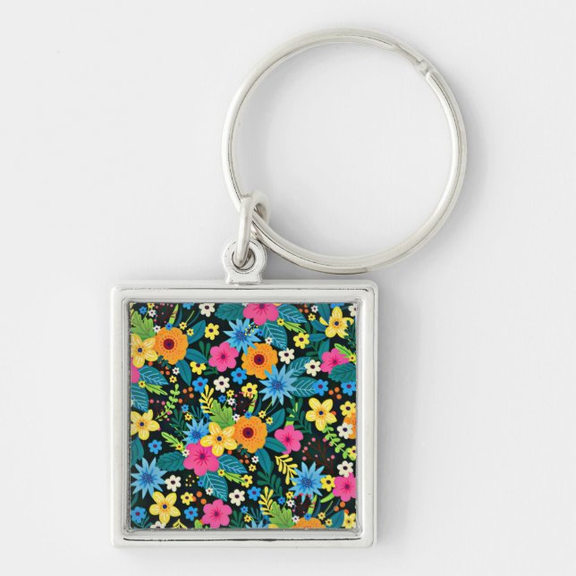 Chaveiro Flores Ditsy Vibrantes Padrão Floral Design-43785 (Frente)