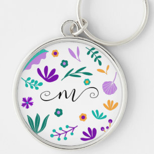 Chaveiro Flores e Folhas Modernas e Bonitas