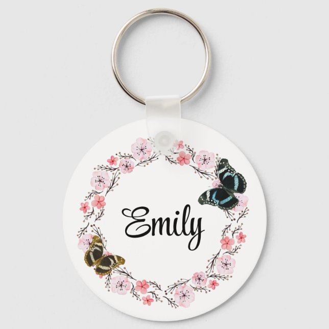 Chaveiro flores e fundo elegante (Frente)