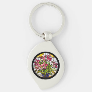 Chaveiro Flores em Vidro Estreitado