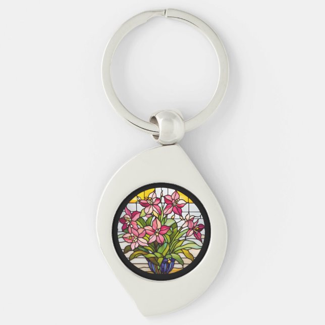 Chaveiro Flores em Vidro Estreitado (Frente)