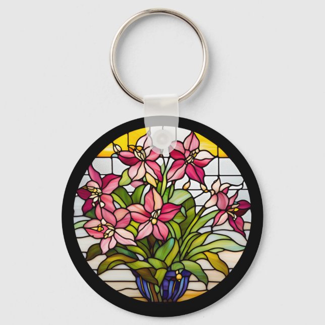 Chaveiro Flores em Vidro Estreitado (Frente)