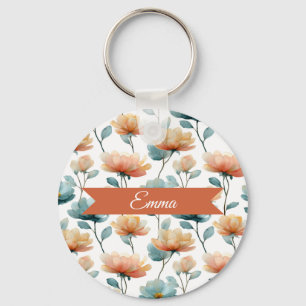 Chaveiro Flores Laranja da Primavera Personalizadas Vintage
