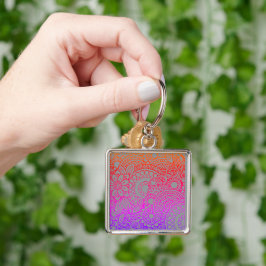 Chaveiro Flores Laranja Roxo e Fundo Cinza K