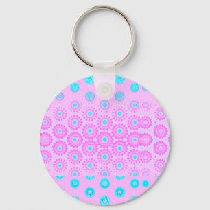 Chaveiro Flores Lilás, Azul-Céu e Rosa