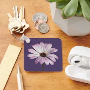 Chaveiro Flores   Margarida Branca e Roxa