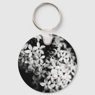 Chaveiro flores preto e branco