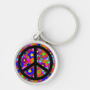 Chaveiro Flores retros do hippy do sinal de paz