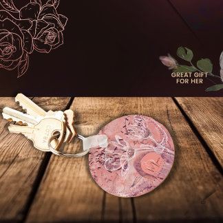 Chaveiro Flores Rosa bonito de Salmão