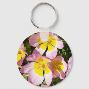 Chaveiro Flores Rosa e Amarelo 