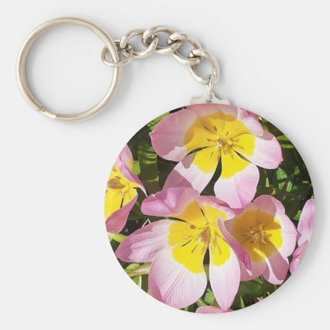 Chaveiro Flores Rosa e Amarelo (Frente)