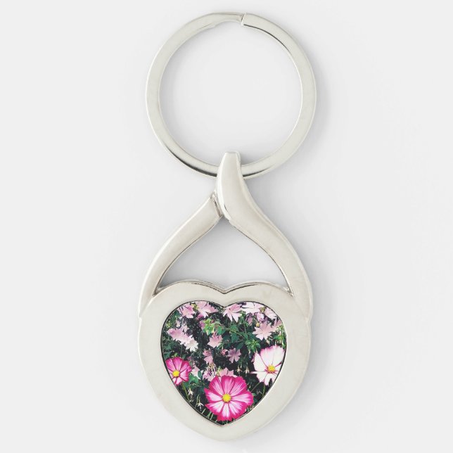Chaveiro Flores rosa e brancas (Frente)